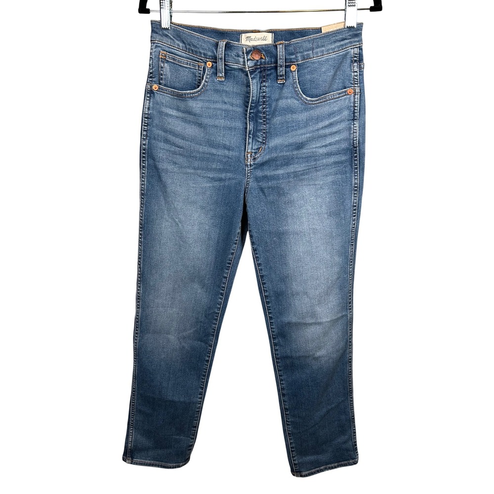 NEW Madewell Stovepipe Jeans Women's 27‎ Blue High Rise Straight Leg NC348